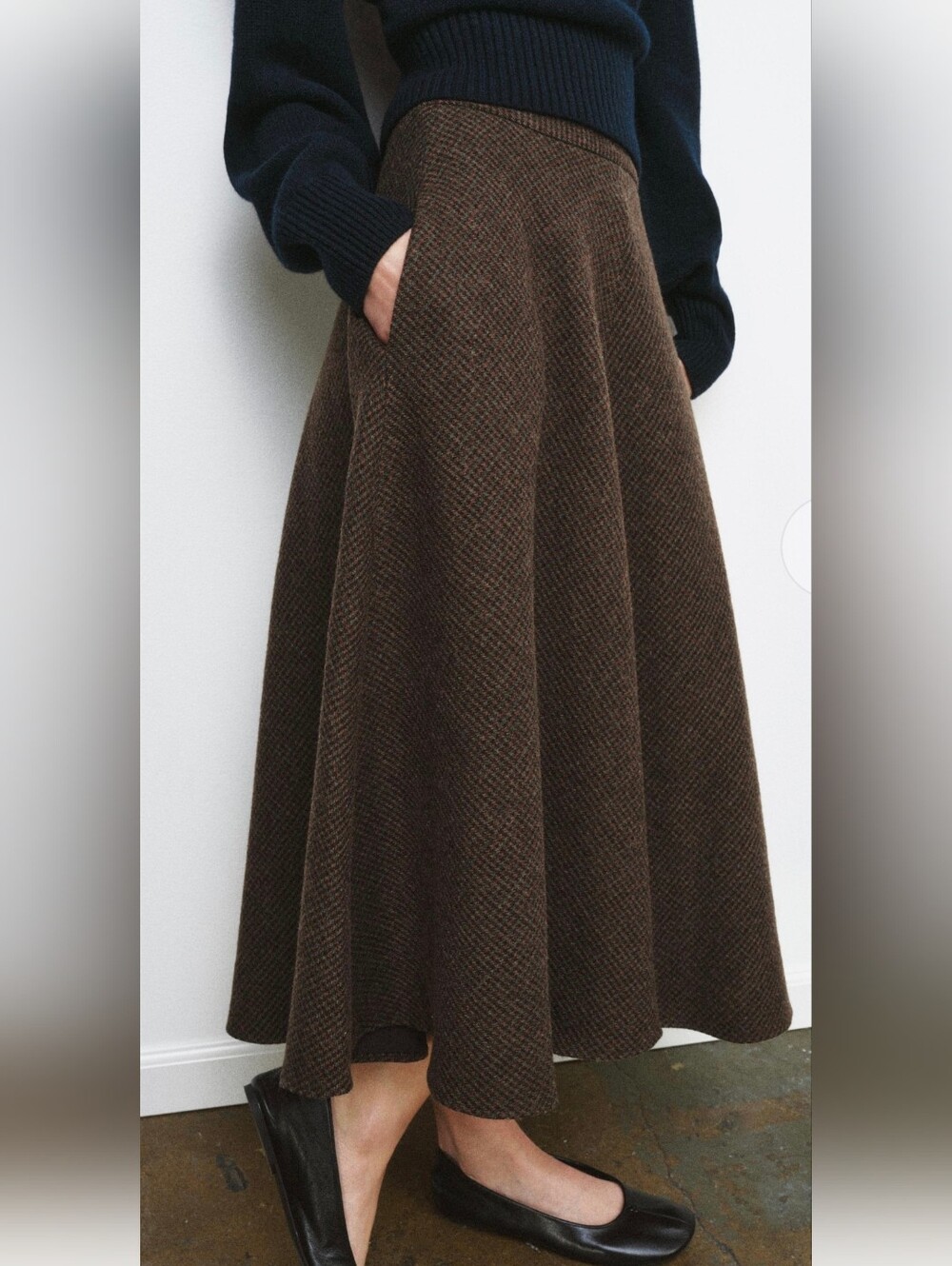 Zara WOOL BLEND CAPE SKIRT HOUNDSTOOTH (S)
